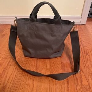 Canvelle olive colored small crossbody tote